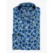 Barba Napoli Shirt Button-Down Collar Floral-Print Linen Blue 1