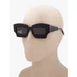 Kuboraum Mask X6 Cat-Eye Sunglasses Black Shine with mannequin three-quarter left view