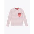 Reigning Champ Long Sleeve Pocket Tee Heather Ash/Red Stripe Front