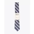 The Hill-Side Pointed Tie Cotton/Linen Narrow Border Stripe Front View with Label