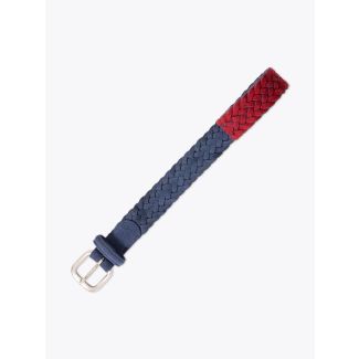 Anderson's Braided Suede Leather Belt Blue Front View