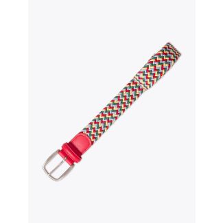 Anderson's Leather-Trimmed Elasticated Belt Red-Green-Yellow-Blue Front View