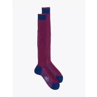 Gallo Long Socks Twin Ribbed Cotton Red / Blue 1