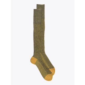 Gallo Long Socks Twin Ribbed Cotton Yellow 1