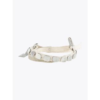 Goti Bracelet BR165 Silver Shields & Leather White - E35 SHOP