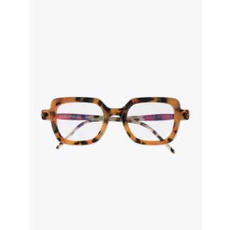 Kuboraum Mask P4 D-Frame Glasses Yellow Havana with folded temples front view