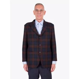 Salvatore Piccolo Unstructured Wool Blazer Prince of Wales Checked Brown / Navy Blue 1