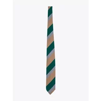 Salvatore Piccolo Ties Striped Wool and Silk Green / Camel 1