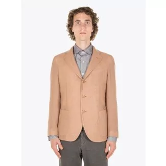 Salvatore Piccolo Unstructured Varenne Wool Blazer Sand Full Vieu