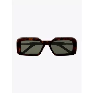 Vava White Label 0053 Rectangular-Frame Sunglasses Havana with temples folded front view