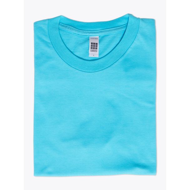 American Apparel 2001 Men’s Fine Jersey S/S T-shirt Aqua Folded Front View