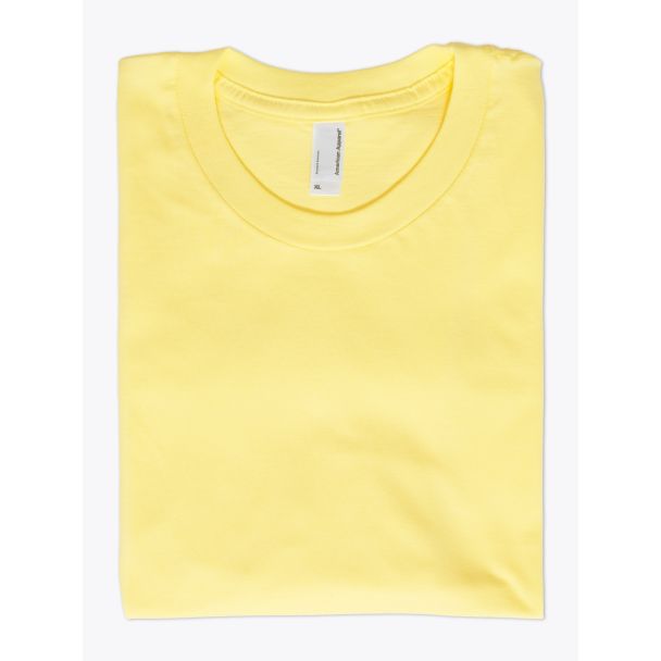 American Apparel 2001 Men’s Fine Jersey S/S T-shirt Lemon Folded Front View