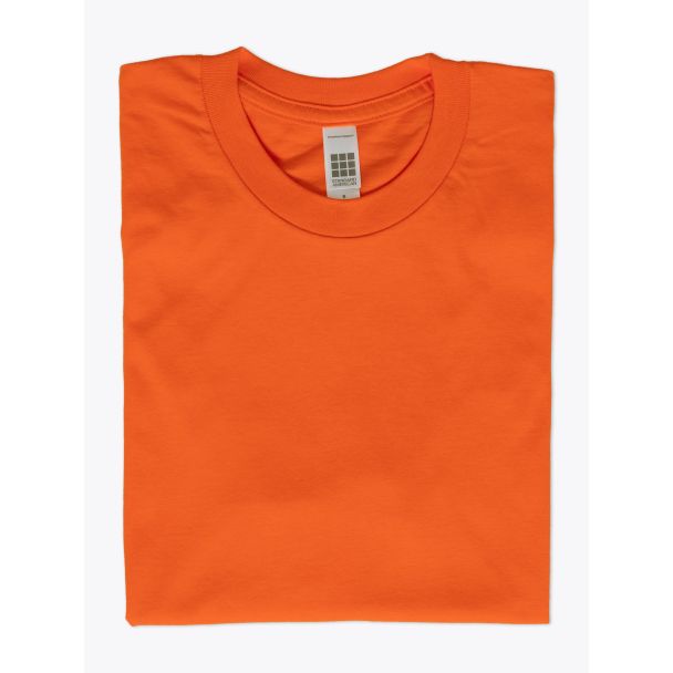 American Apparel 2001 Men’s Fine Jersey S/S T-shirt Orange Folded Front View