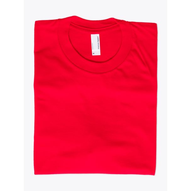 American Apparel 2001 Men’s Fine Jersey S/S T-shirt Red Folded Front View