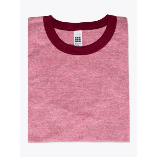 American Apparel M434 Men’s S/S Gym T-shirt Mélange Burgundy/Burgundy Folded Front View