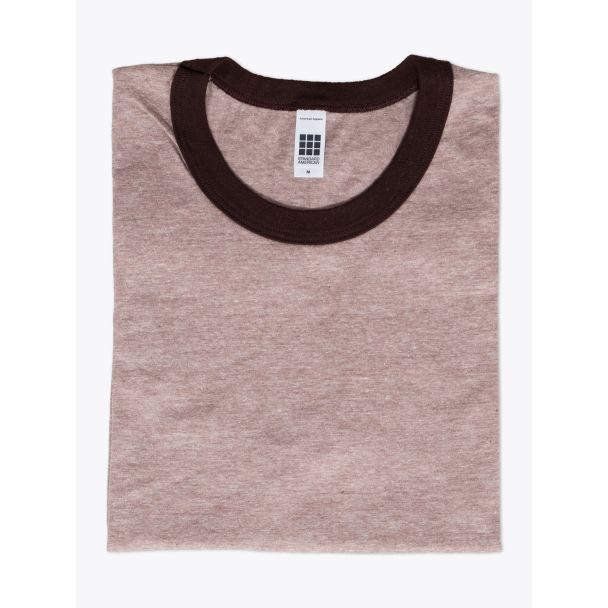 American Apparel M434 Men’s S/S Gym T-shirt Mélange Chocolate/Brown Folded Front View