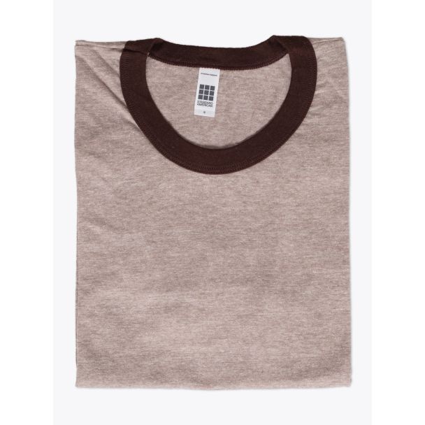 American Apparel M434 Men’s S/S Gym T-shirt Mélange Dark Chocolate/Brown Folded Front View