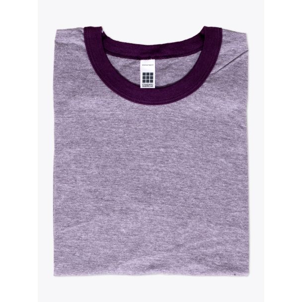American Apparel M434 Men’s S/S Gym T-shirt Mélange Eggplant/Eggplant Folded Front View