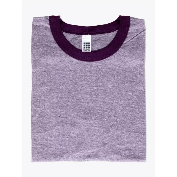 American Apparel M434 Men’s S/S Gym T-shirt Mélange Eggplant/Eggplant Folded Front View