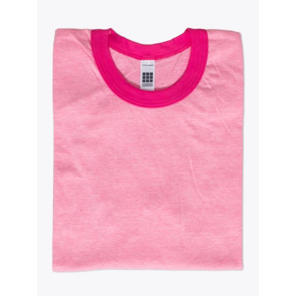 American Apparel M434 Men’s S/S Gym T-shirt Mélange Pink/Fuchsia Folded Front View