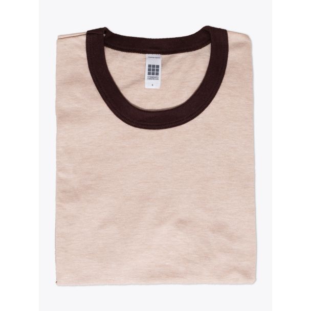 American Apparel M434 Men’s S/S Gym T-shirt Mélange Tan/Brown Folded Front View