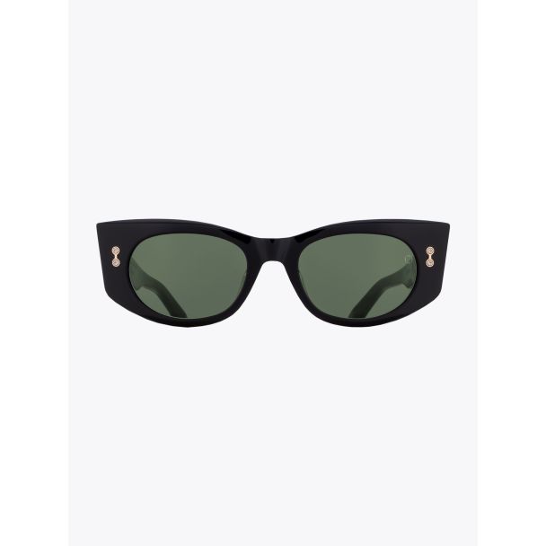 Akoni Aquila Oval-Frame Black Acetate Sunglasses Front View