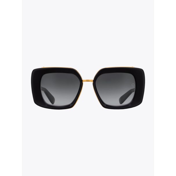 Akoni Sunglasses Virgo Square Black/Yellow Gold front view