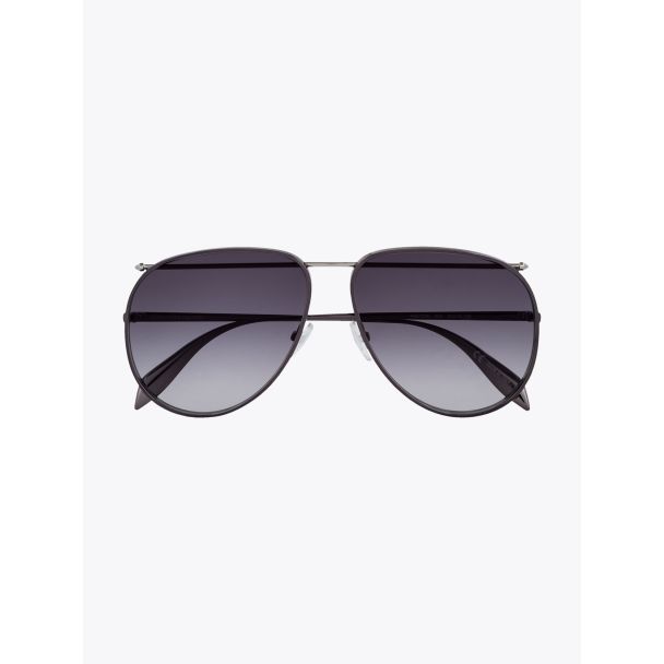 Alexander McQueen Metal Aviator Piercing Frame Sunglasses Ruthenium 1