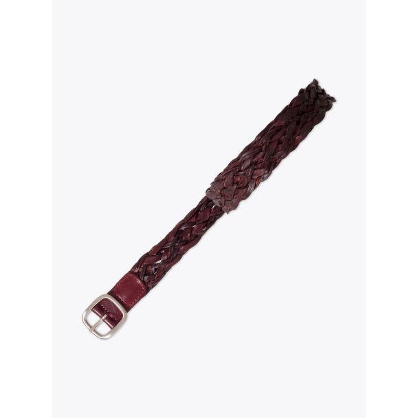 Anderson's Woven Leather Belt Oxblood Front View