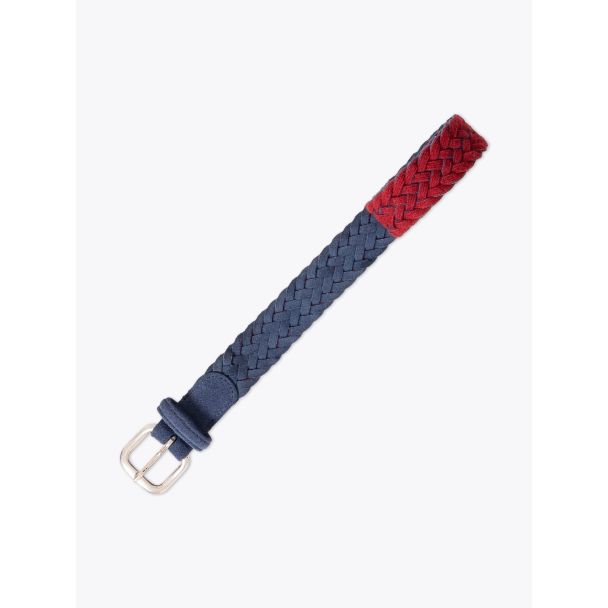 Anderson's Braided Suede Leather Belt Blue Front View