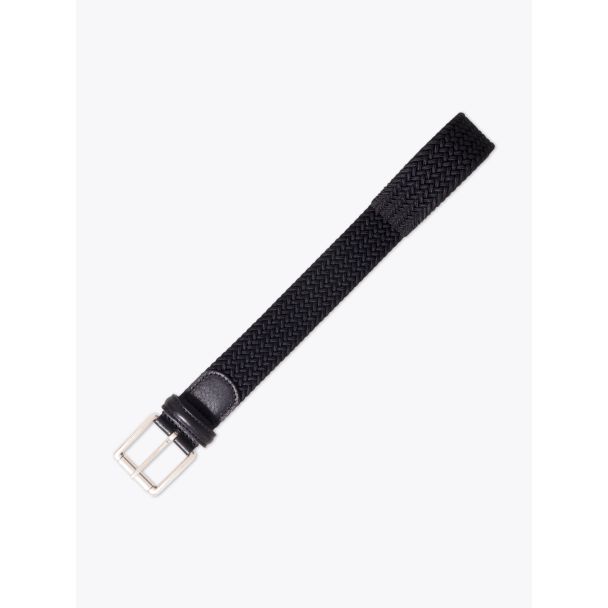 Anderson's Leather-Trimmed Elasticated AF2984 Belt Black Front View