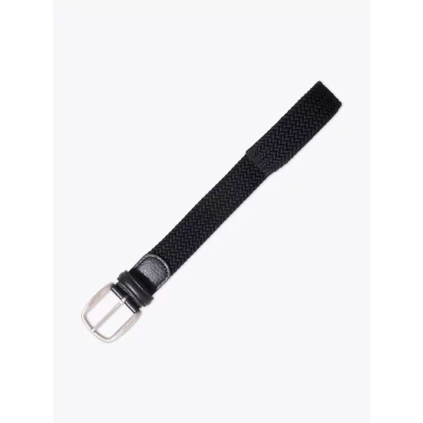 Anderson's Leather-Trimmed Elasticated AF3019 Belt Black Front View
