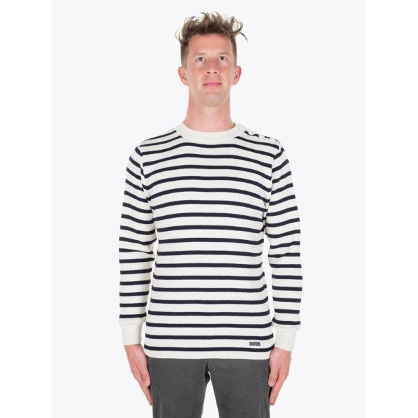 Armor-Lux Fouesnant Striped Sailor Sweater Nature/Rich Navy Full View