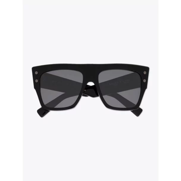 Balmain B-I Square-Frame Black Acetate Sunglasses Front View