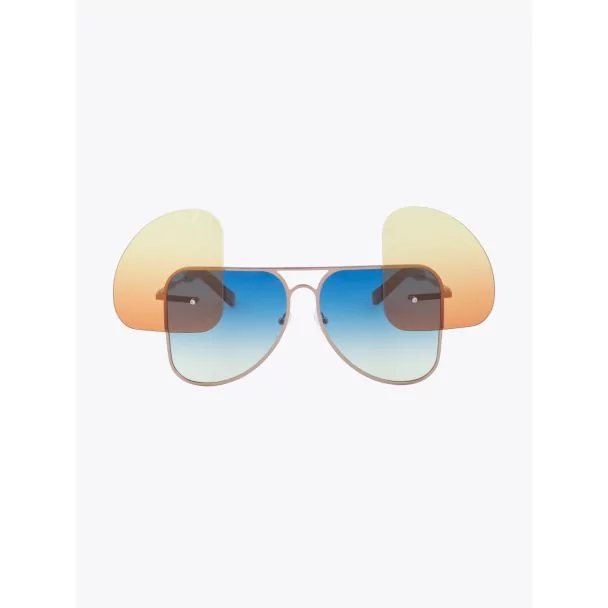 Fakbyfak X Manish Arora Sunglasses Gold/Brown Blue Front Open