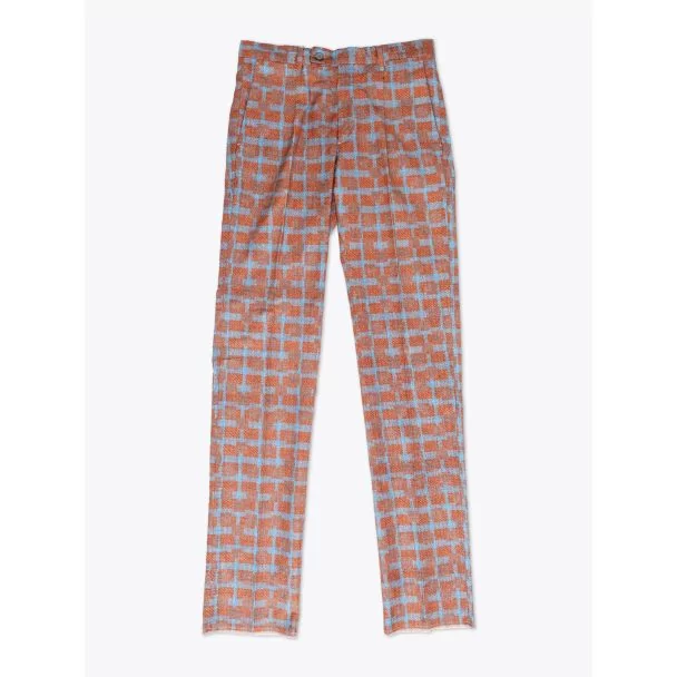GBS trousers Lido Cotton Check Brown Front View
