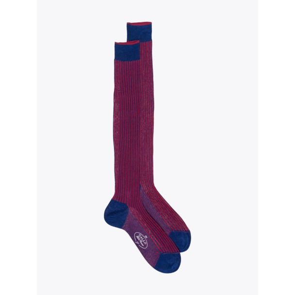 Gallo Long Socks Twin Ribbed Cotton Red / Blue 1