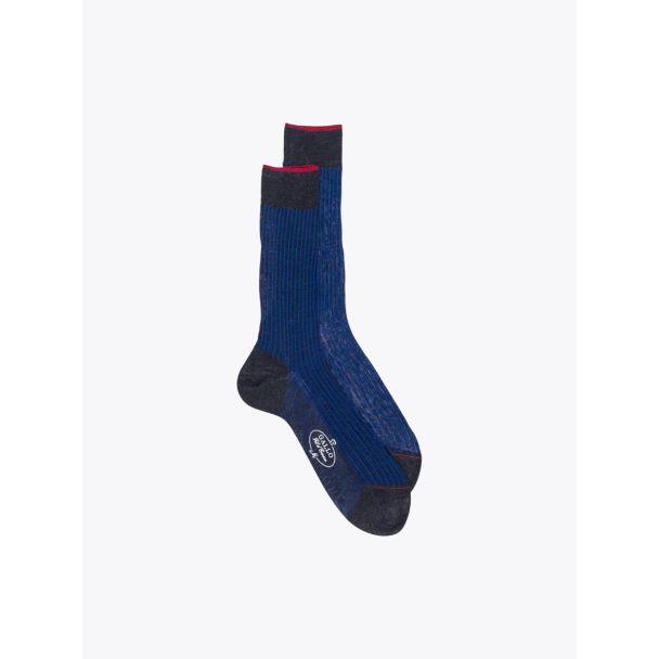 Gallo Short Socks Twin Ribbed Cotton Blue / Anthracite 1