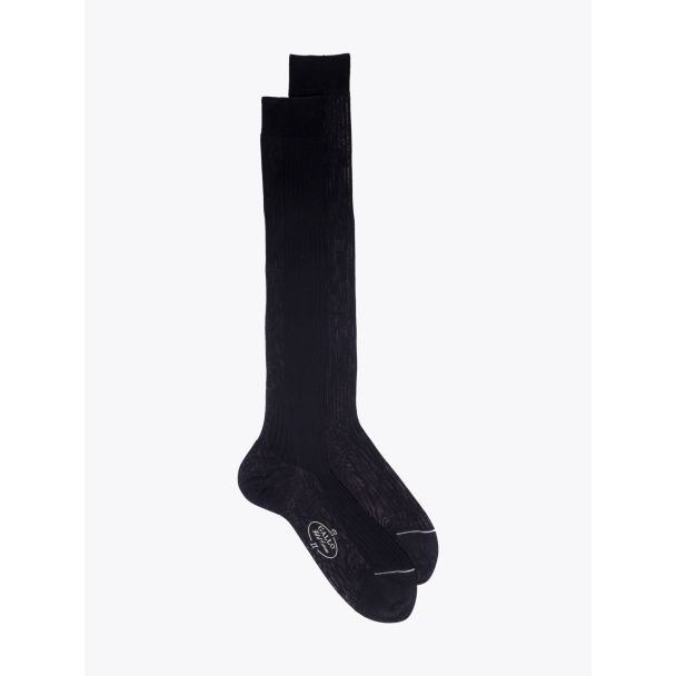 Gallo Ribbed Cotton Long Socks Black 1