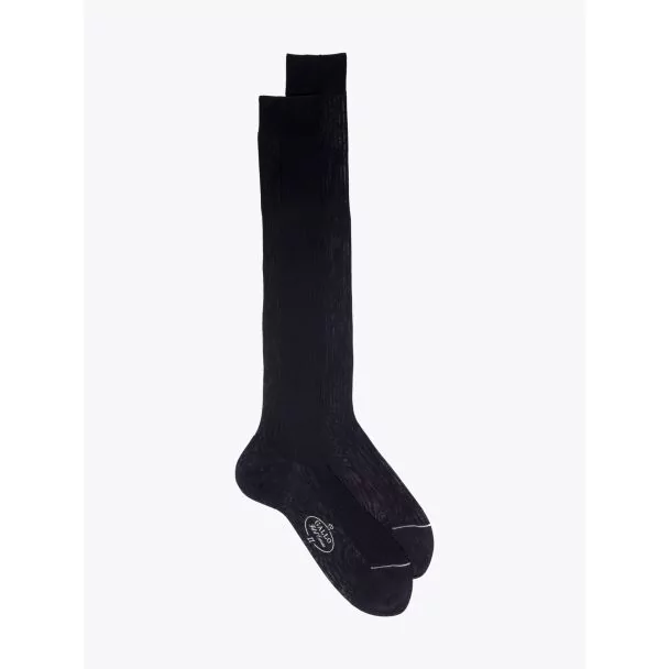 Gallo Ribbed Cotton Long Socks Black 1