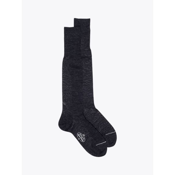 Gallo Long Socks Plain Wool Anthracite 1