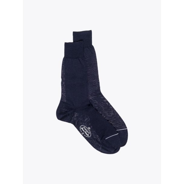 Gallo Short Socks Plain Wool Navy Blue 1