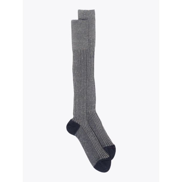 Gallo Long Socks Twin Ribbed Cotton Navy Blue 1