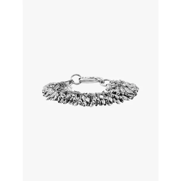 Goti BR632 Silver Bracelet w/Rose Front View