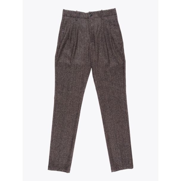 Giab's Archivio Verdi Wool Pleated Pants Herringbone Brown 1