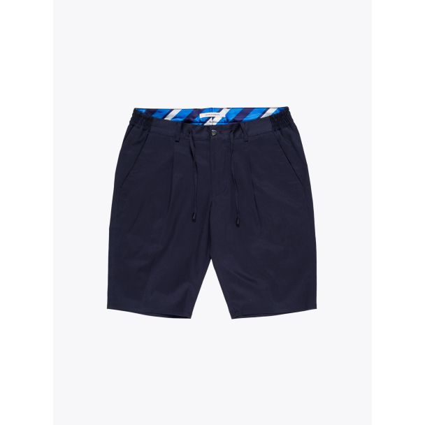 Giab's Archivio Magnifico Stretch Cotton Pleated Short Navy Blue 1