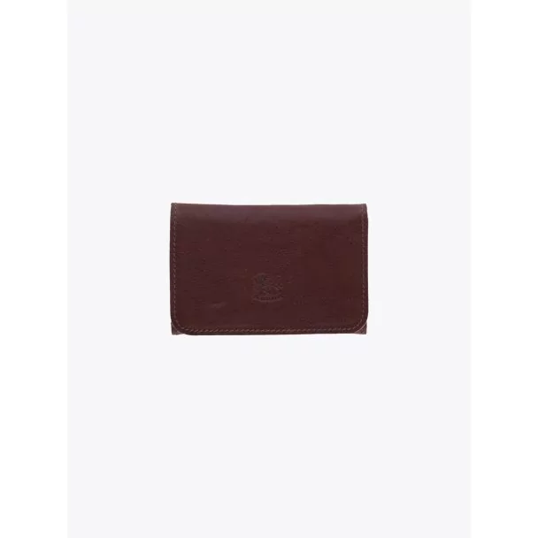 Il Bisonte C0470 Vintage Cowhide Leather Card Case Brown Front 