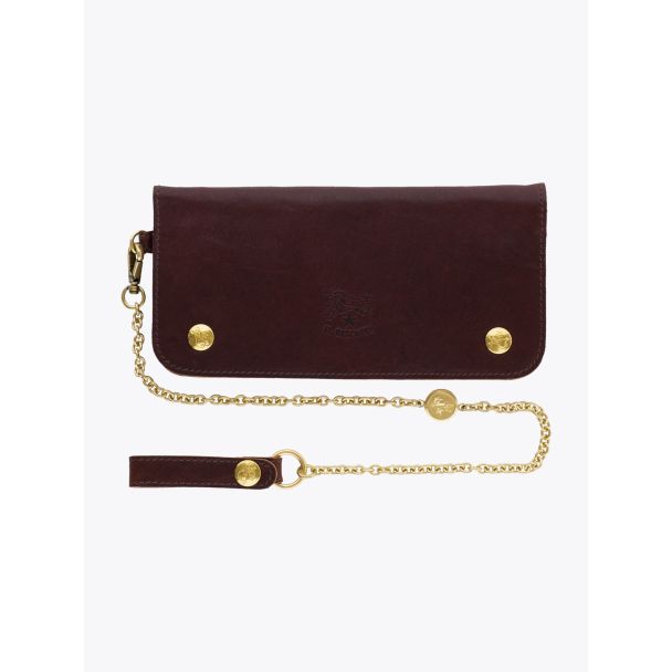 Il Bisonte C0486 Vintage Cowhide Leather Chain-Wallet Brown with Chain