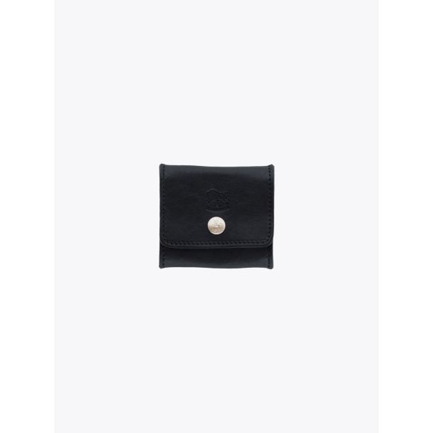 Il Bisonte C0774 Vintage Cowhide Leather Coin-Purse Black Front