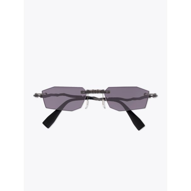 Kuboraum Mask H40 Frameless Sunglasses Black with folded temples front view